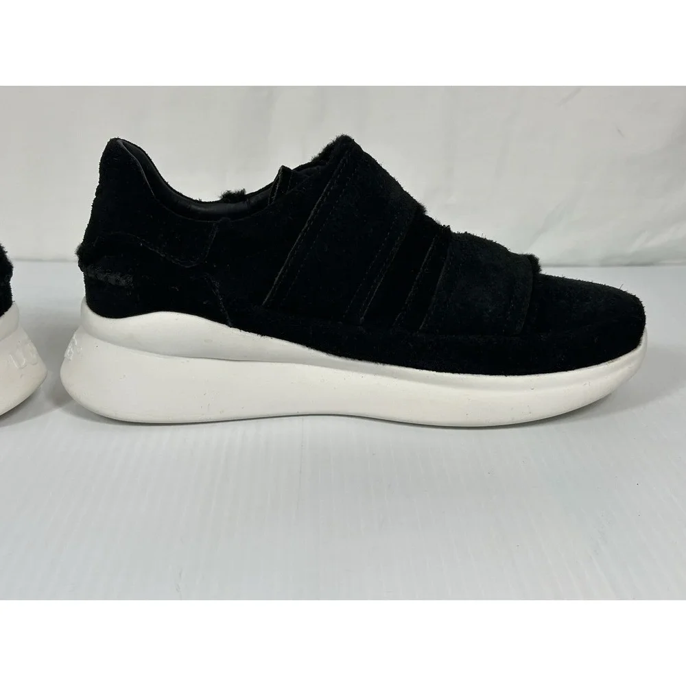 UGG‎ Ashby Spill Seam Trainer Black Suede Laceless Chunky Platform Sneakers 10